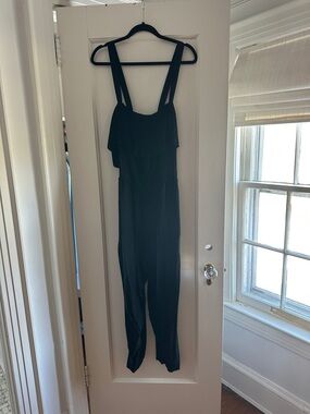 Madewell Black Ruffle-Front Jumpsuit